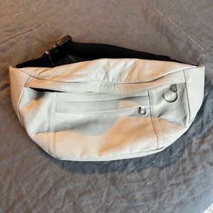 Large beige real leather nike Fanny pack bag